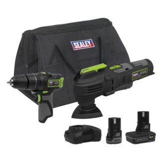 Sealey 2 x SV10.8 Series Cordless Power Tool Kit 10.8V - 2 Batteries & Euro Plug (5054630383137) CP108VCOMBO5EU