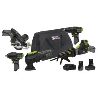 Sealey 5 x SV10.8 Series Cordless Power Tool Kit 10.8V - 2 Batteries (5054630275111) CP108VCOMBO8