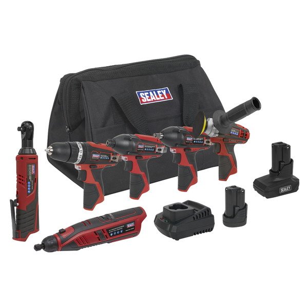 Sealey 6 x SV12 Series Cordless Power Tool Kit 12V - 2 Batteries (5054511542516) CP1200COMBO2