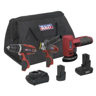 Sealey 3 x SV12 Series Cordless Power Tool Kit 12V - 2 Batteries (5054630011337) CP1200COMBO7