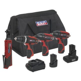 Sealey 4 x SV12 Series Cordless Power Tool Kit 12V - 2 Batteries (5054511232349) CP1200COMBO