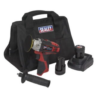 Sealey SV12 Series 71mm Cordless Polisher Kit 12V 2Ah - 2 Batteries (5054630470646) CP1205KIT