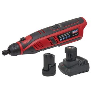 Sealey SV12 Series Cordless Multipurpose Rotary Tool & Engraver Kit 49pc 12V 2Ah - 2 Batteries (5054511459074) CP1207KIT