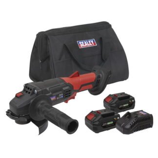 Sealey SV20 Series 115mm Cordless Angle Grinder Kit 20V 4Ah - 2 Batteries (5054630016110) CP20VAGBKIT