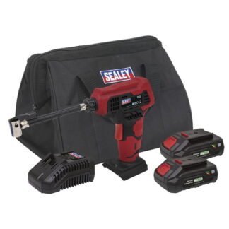 Sealey SV20 Series Cordless Tyre Inflator Kit 20V 2Ah - 2 Batteries (5054511913019) CP20VAPKIT
