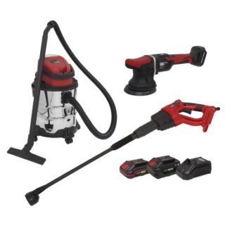 Sealey 3 x SV20 Series Cordless Power Tool Car Valeting Kit 20V - 2 Batteries (5054630275876) CP20VCOMBO10