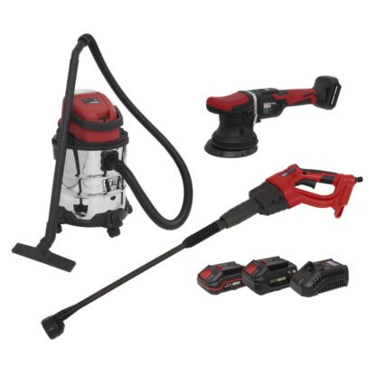 Sealey 3 x SV20 Series Cordless Power Tool Car Valeting Kit 20V - 2 Batteries (5054630275876) CP20VCOMBO10