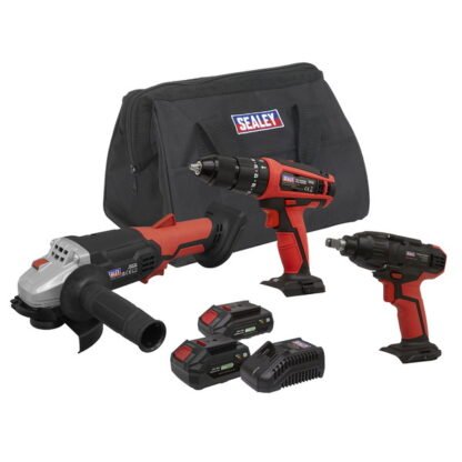 Sealey 3 x SV20 Series Cordless Tool Combo Kit 20V - 2 Batteries (5054511480375) CP20VCOMBO1