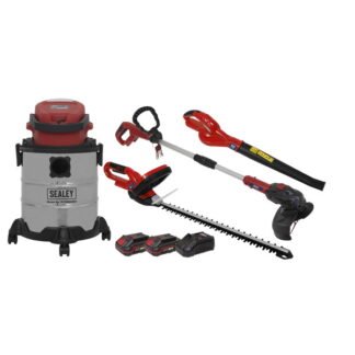 Sealey 4 x SV20 Series Cordless Garden Power Tool Kit 20V - 2 Batteries (5054511696431) CP20VCOMBO3