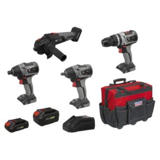Sealey Premier 4 x SV20 Series Cordless Brushless Power Tool Kit 20V - 2 Batteries (5054630638060) CP20VCOMBOX1