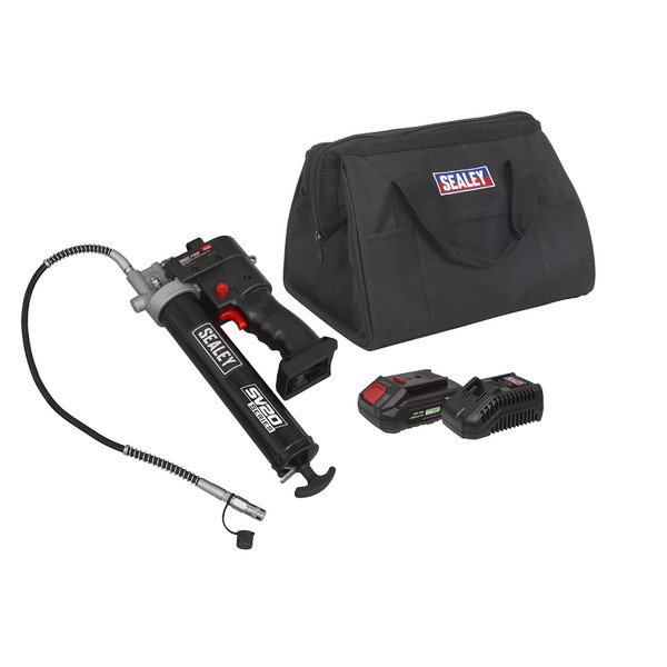 Sealey SV20 Series Grease Gun Kit 20V 2Ah (5054630235078) CP20VGRGKIT1