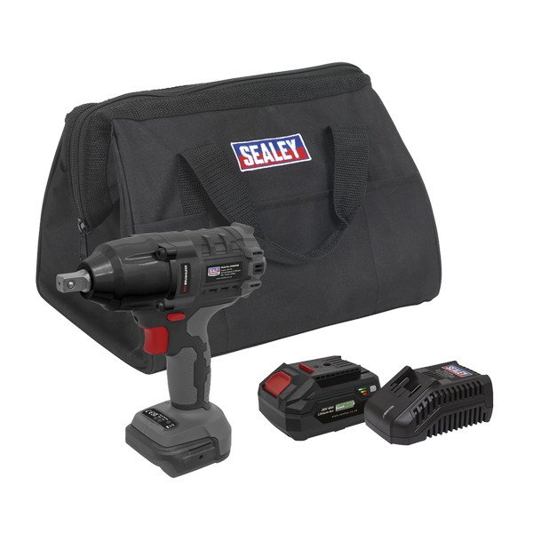 Sealey Premier SV20 Series 1/2IN Sq Drive Brushless Cordless Impact Wrench Kit 20V 4Ah (5054630000645) CP20VPIWKIT1