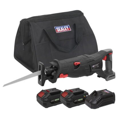 Sealey Premier SV20 Series Brushless Cordless Reciprocating Saw 20V 4Ah Kit - 2 Batteries (5054630150609) CP20VRSXKIT
