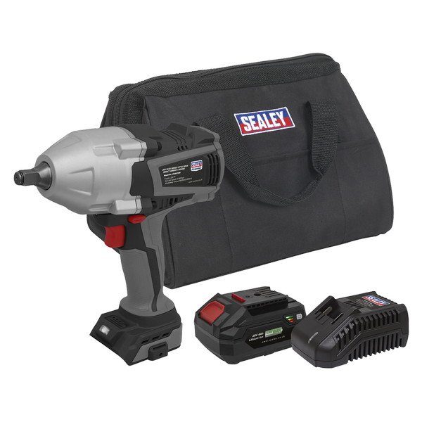 Sealey Premier SV20 Series Cordless Impact Wrench Kit 20V 4Ah (5054630382642) CP20VXIWKIT