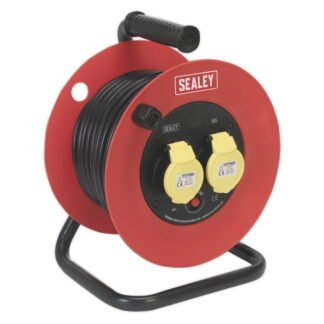 Sealey 25m Heavy- Duty Cable Reel with Thermal Trip 2 x 110V (5054511368758) CR12515