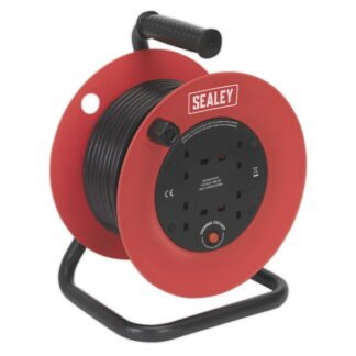 Sealey 25m Heavy- Duty Cable Reel with Thermal Trip 4 x 230V (5024209117937) CR25/1.5