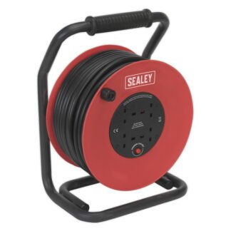 Sealey 50m Heavy- Duty Cable Reel with Thermal Trip 4 x 230V (5051747488199) CR25025