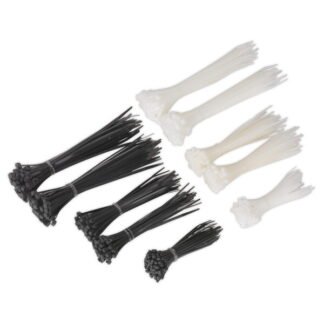 Sealey Cable Tie Assortment, Black/White - Pack of 600 (5051747880276) CT600BW