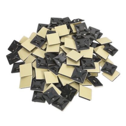 Sealey Self- Adhesive Cable Tie Mount 25 x 25mm, Black - Pack of 100 (5051747890428) CTM2525B