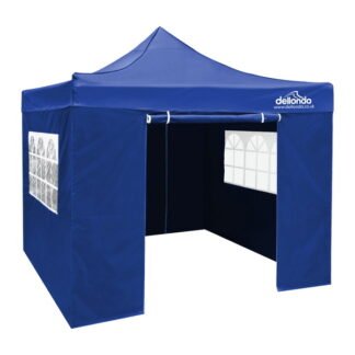 Sealey Dellonda Premium 2x2m Pop- Up Gazebo & Side Walls, PVC Coated, Water- Resistant Fabric, Supplied with Carry Bag, Rope, Stakes & Weight Bags - Blue (5056514602181) DG161