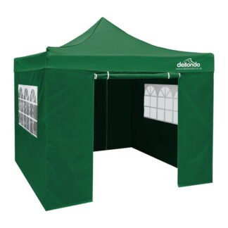 Sealey Dellonda Premium 2x2m Pop- Up Gazebo & Side Walls, PVC Coated, Water- Resistant Fabric with Carry Bag, Rope, Stakes & Weight Bags - Green (5056514602198) DG162