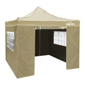 Sealey Dellonda Premium 3x3m Pop- Up Gazebo & Side Walls, PVC Coated, Water- Resistant Fabric with Carry Bag, Rope, Stakes & Weight Bags - Beige (5056514602228) DG164
