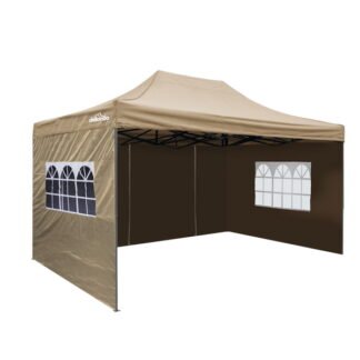 Sealey Dellonda Premium 3x4.5m Pop- Up Gazebo & Side Walls, PVC Coated, Water- Resistant Fabric with Carry Bag, Rope, Stakes & Weight Bags - Beige (5056514602464) DG168