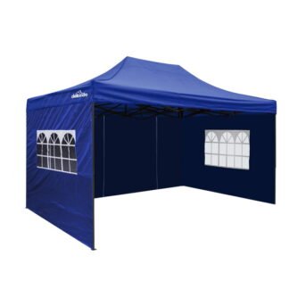 Sealey Dellonda Premium 3x4.5m Pop- Up Gazebo & Side Walls, PVC Coated, Water- Resistant Fabric with Carry Bag, Rope, Stakes & Weight Bags - Blue (5056514602471) DG169