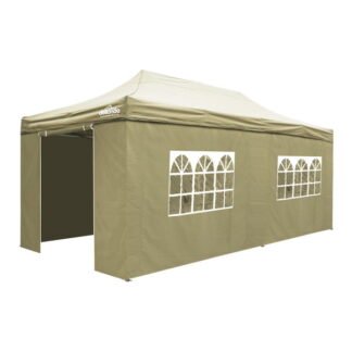 Sealey Dellonda Premium 3x6m Pop- Up Gazebo & Side Walls, PVC Coated, Water- Resistant Fabric with Carry Bag, Rope, Stakes & Weight Bags - Beige (5056514602501) DG172