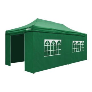 Sealey Dellonda Premium 3x6m Pop- Up Gazebo & Side Walls, PVC Coated, Water- Resistant Fabric with Carry Bag, Rope, Stakes & Weight Bags - Green (5056514602525) DG174