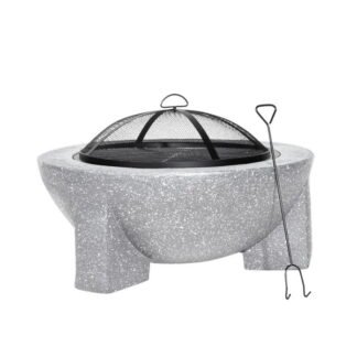 Sealey Dellonda Round MgO Fire Pit with BBQ Grill, Ø75cm, Safety Mesh Screen - Light Grey (5056514600811) DG190