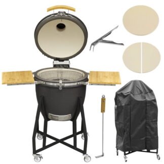 Sealey Dellonda Deluxe 22IN (56cm) Ceramic Kamado Style BBQ, Cover, Grid Gripper, Heat Deflector & Heat Deflector Support (5056514604123) DG236