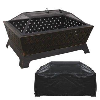 Sealey Dellonda 89cm Rectangular Outdoor Fire Pit, Antique Bronze Effect, Supplied with Water- Resistant Drawstring Cover (5056514604277) DG239