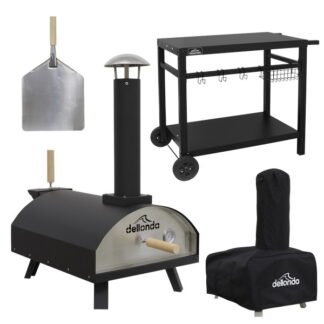 Sealey Dellonda Wood- Fired Pizza Oven, Pizza Peel, Cover & Plancha Trolley 14IN - Black (5056514604840) DG258