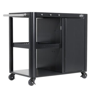 Sealey Dellonda BBQ/Plancha Workstation Trolley with Cupboard, Extension Table & Utensil Hooks, Black (5054630441509) DG282