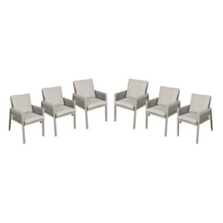 Sealey Dellonda Fusion Garden/Patio Dining Chairs with Armrests 6pc - Light Grey (5054511953787) DG49