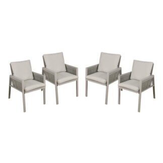 Sealey Dellonda Fusion Garden/Patio Dining Chairs with Armrests 4pc - Light Grey (5054511953831) DG50