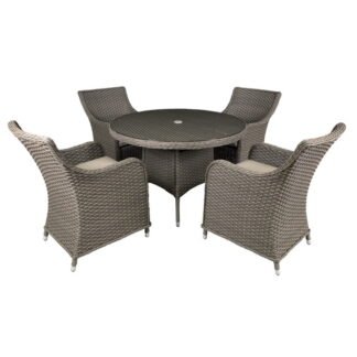 Sealey Dellonda Chester Rattan Wicker Outdoor Dining Set with Tempered Glass Tabletop 5pc (5054511988437) DG84
