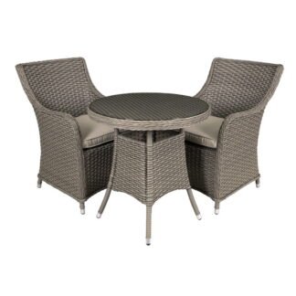 Sealey Dellonda Chester Rattan Wicker Outdoor Dining Set with Tempered Glass Tabletop 3pc (5054511988499) DG86