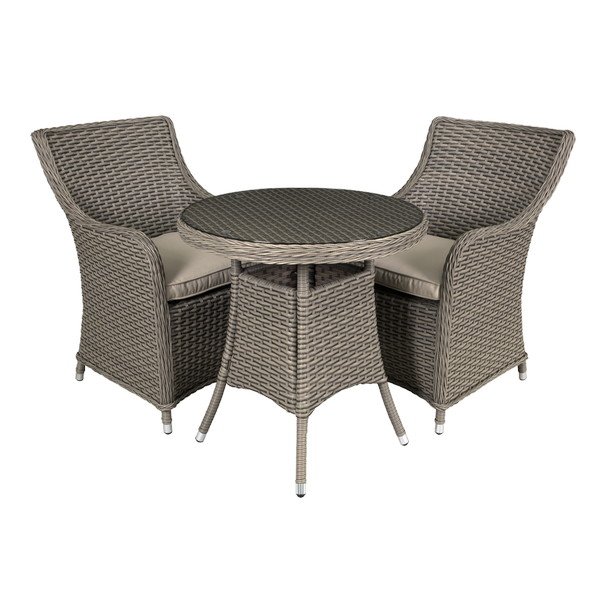 Sealey Dellonda Chester Rattan Wicker Outdoor Dining Set with Tempered Glass Tabletop 3pc (5054511988499) DG86