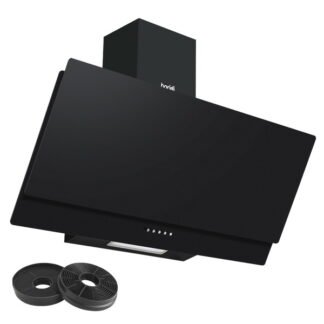 Sealey Baridi Angled Chimney Cooker Hood with Carbon Filters & LED Lamp 90cm, Energy Class A - Black Glass (5054630475924) DH106