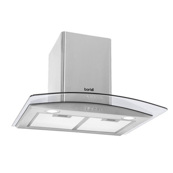 Sealey Baridi Curved Glass Cooker Hood with Carbon Filters & LED Lights 60cm - Stainless Steel (5056514607933) DH128