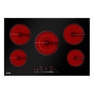 Sealey Baridi Integrated Ceramic Hob with 5 Cooking Zones 77cm - Black Glass (5056514611367) DH175