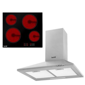 Sealey Baridi Integrated Ceramic Hob with 4 Cooking Zones 60cm & Cooker Hood with Carbon Filters 60cm (5056514604765) DH181