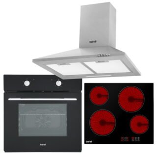 Sealey Baridi Integrated Ceramic Hob with 4 Cooking Zones, Integrated Fan- Assisted Electric Oven & Cooker Hood with Carbon Filters (5056514604802) DH185