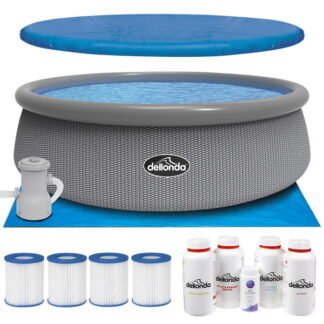 Sealey Dellonda Paddling/Swimming Pool & Pump with Cover, Ground Sheet, Test Strips, Starter Kit and Filters 15ft - Gray Rattan Effect (5056514604505) DL136