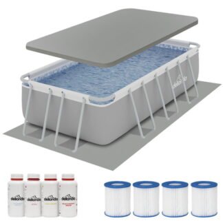 Sealey Dellonda Deluxe Steel Frame Swimming Pool with Filter Pump 13ft, Top Cover, Ground Sheet, Additional Filters & Starter Kit (5056514604536) DL139