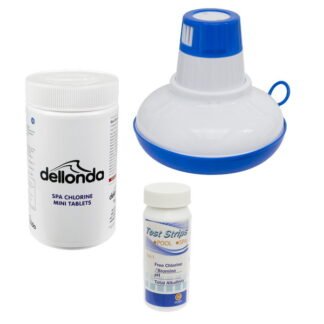 Sealey Dellonda Hot Tub/Spa & Swimming Pool Chlorine Pack includes Chlorine Mini Tabs 1kg, Chemical Floaters & 3- in- 1 Test Strips (5056514604222) DL97