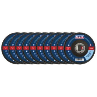 Sealey 115mm Zirconium Flap Discs 120Grit 22mm Bore - Pack of 10 (5054630200472) FD11512010