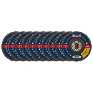 Sealey 115mm Aluminium Oxide Flap Discs 40Grit 22mm Bore - Pack of 10 (5054630200465) FD11540E10
